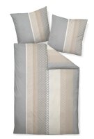 Janine Mako Satin Bettwäsche 2 teilig Bettbezug 155 x 220 cm Kopfkissenbezug 80 x 80 cm Palermo 31043-7 sand silber