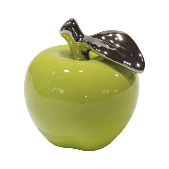 Gilde Keramik Deko-Apfel La Viva 1 Stück  L 26 x  B 24 x  H 28 cm platin-grün