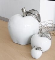 Gilde Keramik Deko-Apfel L 9 x  B 9 x  H 10 cm platin/weiss