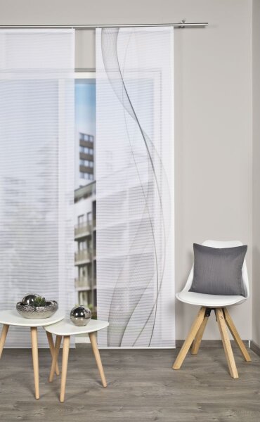 Vision S Schiebevorhang Digitaldruck Bambus-Optik Heights 260 x 60 cm Grau