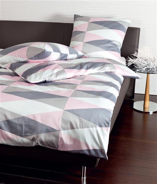 Janine Mako Satin Bettwäsche 4 teilig Bettbezug 155 x 220 cm Kopfkissenbezug 80 x 80 cm  J. D. Raute rosa taupe grau