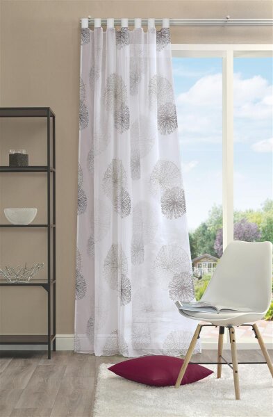 Home Wohnideen Schlaufenschal Voile Bedruckt Seiten Und Abschluss Gesäumt 100% Polyester 175 x 140 cm Rawlins Grau