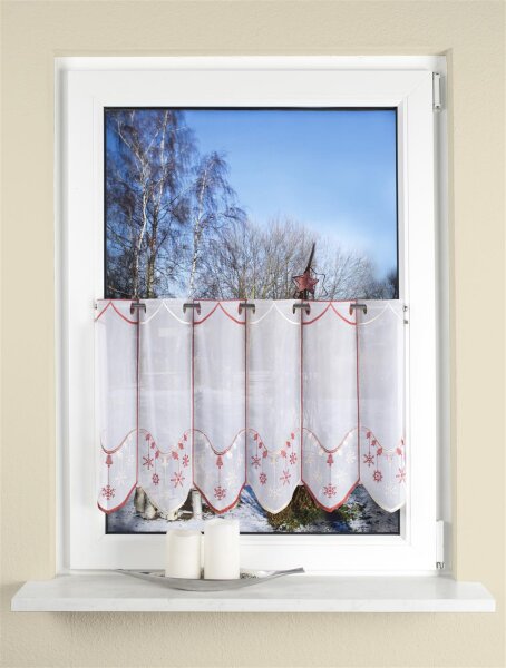 Home Wohnideen Weihnachtscafehaus Aus Transparenten Voile Adriane 013506-0701 Rot 80 X 40 cm