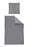 Irisette Mako-Satin uni Bettwäsche Set uni Paris 8000 grafit 200 x 220 cm + 2 x Kissenbezug 80 x 80 cm