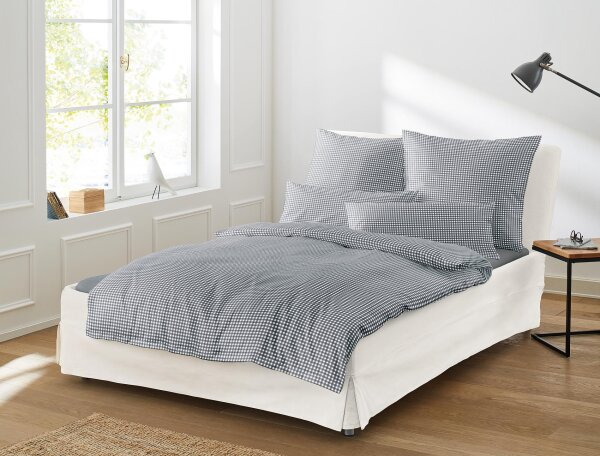 Irisette Mako-Satin Bettwäsche Set uni Twist 8626 grafit 155 x 220 cm + 1 x Kissenbezug 80 x 80 cm