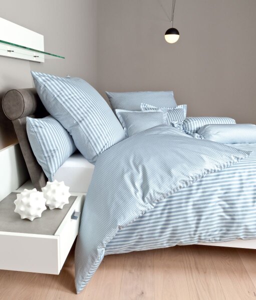 Janine Mako-Satin Bettwäsche 200X200+2x80x80 3 teilig  modernclassic 3912-32-620 perlblau
