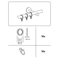 Gardinia Gardinenringe mit Gleiteinlage für Ø 16 mm edelstahl-optik cm