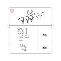 Gardinia Gardinenringe für Ø 25 mm kolonial-gebürstet cm