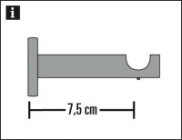 Gardinia Träger offen für Ø 16 mm schwarz-matt 7,5 cm