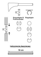 Gardinia Universal Träger 1- und 2-Lauf für Ø 20 mm schwarz 15 cm