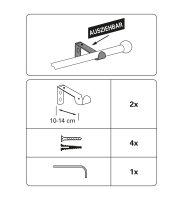 Gardinia Träger ausziehbar für Ø 16 mm schwarz-matt 10 - 14 cm