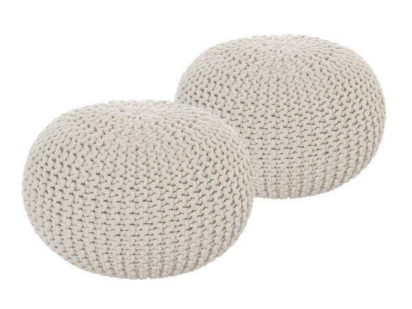 Soma Sitzhocker Pouf Hocker SET 2 Stück Grobstrick-Optik Ø 55 cm, H 37 cm (BxHxL) 55 x 37 x 55 cm natur & natur