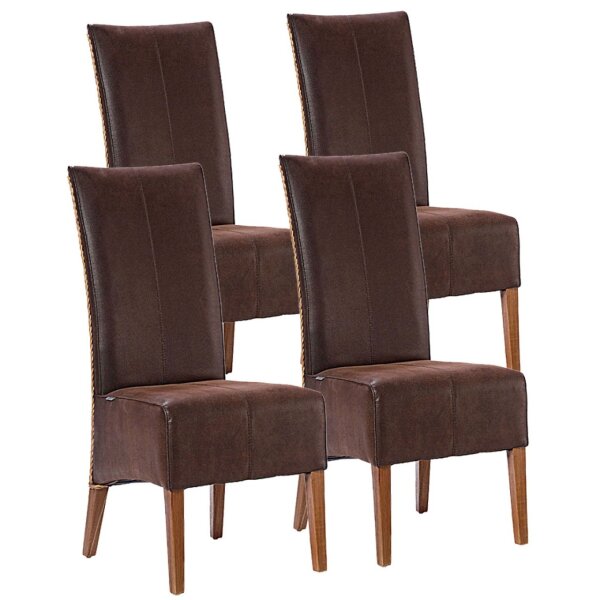 Soma Rattanstühle Set Antonio 4 Stück Polsterstühle Esszimmer Stühle braun - grau oder schwarz (BxHxL) 47 x 105 x 58 cm cognac