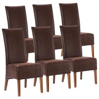 Soma Rattanstühle Set Antonio 6 Stück Polsterstühle Esszimmer Stühle braun - grau oder schwarz (BxHxL) 47 x 105 x 58 cm cognac