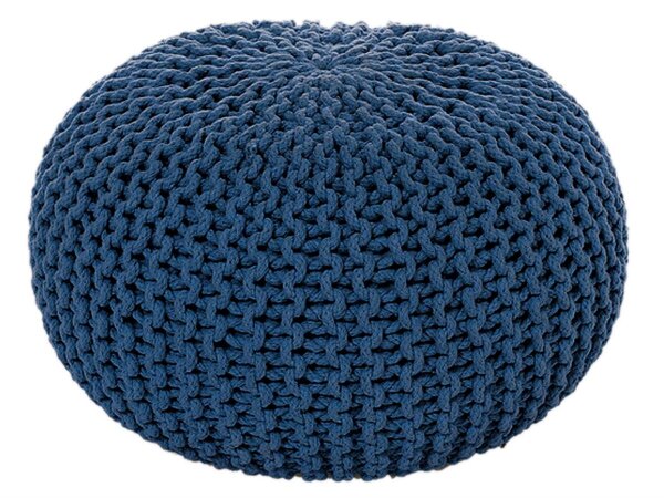 Soma Pouf Ø 55 cm Strickhocker Sitzpouf Sitzpuff Grobstrick-Optik extrahoch Höhe 37 cm (BxHxL) 55 x 37 x 55 cm meeresblau