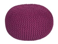 Soma Pouf Ø 55 cm Strickhocker Sitzpouf Sitzpuff Grobstrick-Optik extrahoch Höhe 37 cm (BxHxL) 55 x 37 x 55 cm violett