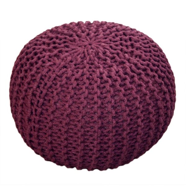 Soma Pouf Ø 55 cm Strickhocker Sitzpouf Sitzpuff Grobstrick-Optik extrahoch Höhe 37 cm (BxHxL) 55 x 37 x 55 cm bordeaux