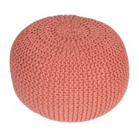 Soma Pouf Ø 55 cm Strickhocker Sitzpouf Sitzpuff Grobstrick-Optik extrahoch Höhe 37 cm (BxHxL) 55 x 37 x 55 cm terracotta