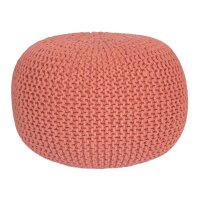 Soma Pouf Ø 55 cm Strickhocker Sitzpouf Sitzpuff Grobstrick-Optik extrahoch Höhe 37 cm (BxHxL) 55 x 37 x 55 cm terracotta