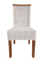 Soma Esszimmer-Stuhl Rattanstuhl weiß Perth Sitzkissen Leinen weiß (BxHxL) 47 x 97 x 54 cm ohne Sitzkissen