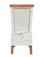 Soma Esszimmer-Stuhl Rattanstuhl weiß Perth, Sitzkissen Leinen weiß (BxHxL) 47 x 97 x 54 cm mit Sitzkissen