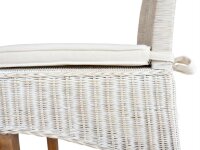 Soma Esszimmer-Stuhl Rattanstuhl weiß Perth, Sitzkissen Leinen weiß (BxHxL) 47 x 97 x 54 cm mit Sitzkissen