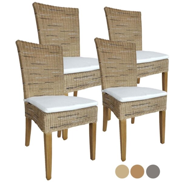 Soma Esszimmer Stühle Rattanstühle Set Cardine 4 Stück mit/ohne Sitzkissen (BxHxL) 48 x 98 x 60 cm cappuccino mit Sitzkissen