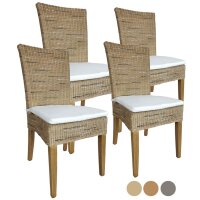 Soma Esszimmer Stühle Rattanstühle Set Cardine 4 Stück mit/ohne Sitzkissen (BxHxL) 48 x 98 x 60 cm cappuccino mit Sitzkissen