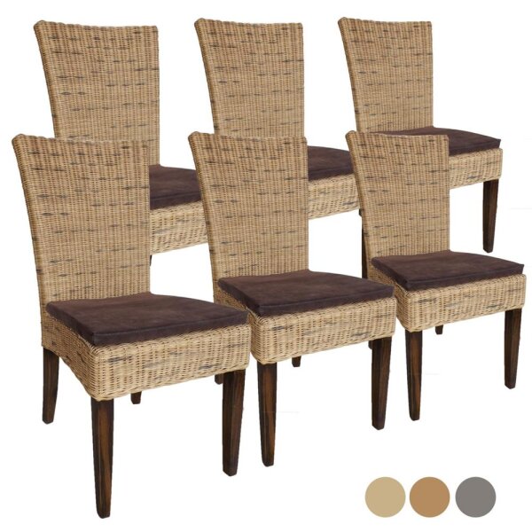 Soma Esszimmer Stühle Rattanstühle Set Cardine 6 Stück mit/ohne Sitzkissen (BxHxL) 48 x 98 x 60 cm cabana mit Sitzkissen