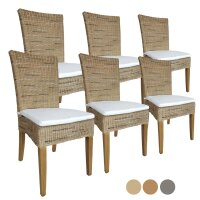 Soma Esszimmer Stühle Rattanstühle Set Cardine 6 Stück mit/ohne Sitzkissen (BxHxL) 48 x 98 x 60 cm cappuccino mit Sitzkissen