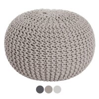 Soma Strickhocker Pouf Ø 45 cm Sitzpouf Sitzpuff Grobstrick-Optik Pouf Strick Bodenkissen Höhe 30 cm (BxHxL) 45 x 30 x 45 cm dunkelgrau - schiefer