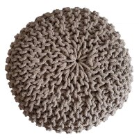 Soma Strickhocker Pouf Ø 45 cm Sitzpouf Sitzpuff Grobstrick-Optik Pouf Strick Bodenkissen Höhe 30 cm (BxHxL) 45 x 30 x 45 cm beige