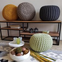 Soma Strickhocker Pouf Ø 45 cm Sitzpouf Sitzpuff Grobstrick-Optik Pouf Strick Bodenkissen Höhe 30 cm (BxHxL) 45 x 30 x 45 cm beige