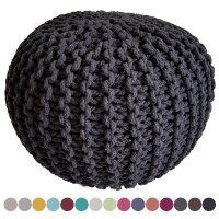 Soma Strickhocker Pouf Ø 45 cm Sitzpouf Sitzpuff Grobstrick-Optik Pouf Strick Bodenkissen Höhe 30 cm (BxHxL) 45 x 30 x 45 cm anthrazit