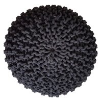 Soma Strickhocker Pouf Ø 45 cm Sitzpouf Sitzpuff Grobstrick-Optik Pouf Strick Bodenkissen Höhe 30 cm (BxHxL) 45 x 30 x 45 cm anthrazit