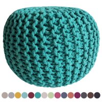 Soma Strickhocker Pouf Ø 45 cm Sitzpouf Sitzpuff Grobstrick-Optik Pouf Strick Bodenkissen Höhe 30 cm (BxHxL) 45 x 30 x 45 cm grün