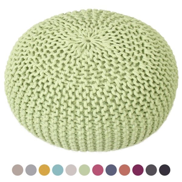 Soma Strickhocker Pouf Ø 45 cm Sitzpouf Sitzpuff Grobstrick-Optik Pouf Strick Bodenkissen Höhe 30 cm (BxHxL) 45 x 30 x 45 cm neon