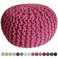 Soma Strickhocker Pouf Ø 45 cm Sitzpouf Sitzpuff Grobstrick-Optik Pouf Strick Bodenkissen Höhe 30 cm (BxHxL) 45 x 30 x 45 cm pink