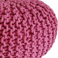 Soma Strickhocker Pouf Ø 45 cm Sitzpouf Sitzpuff Grobstrick-Optik Pouf Strick Bodenkissen Höhe 30 cm (BxHxL) 45 x 30 x 45 cm pink