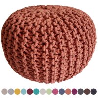 Soma Strickhocker Pouf Ø 45 cm Sitzpouf Sitzpuff Grobstrick-Optik Pouf Strick Bodenkissen Höhe 30 cm (BxHxL) 45 x 30 x 45 cm terracotta