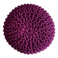 Soma Strickhocker Pouf Ø 45 cm Sitzpouf Sitzpuff Grobstrick-Optik Pouf Strick Bodenkissen Höhe 30 cm (BxHxL) 45 x 30 x 45 cm violett