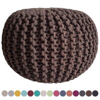 Soma Strickhocker Pouf Ø 45 cm Sitzpouf Sitzpuff Grobstrick-Optik Pouf Strick Bodenkissen Höhe 30 cm (BxHxL) 45 x 30 x 45 cm zimt