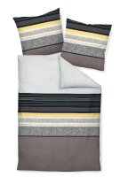 Janine Mako Satin Bettwäsche 3 teilig Bettbezug 200 x 220 cm Kopfkissenbezug 80 x 80 cm J. D. 87046-03 gelbgold braun schwarz