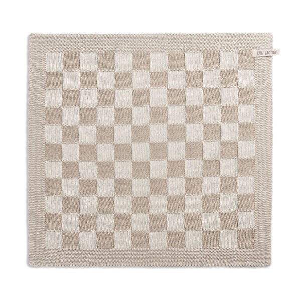 Knit Factory Block Küchenhandtuch 50x50 cm Kariert Beige