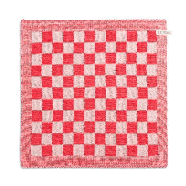 Knit Factory Block Küchenhandtuch 50x50 cm Kariert Beige Rot