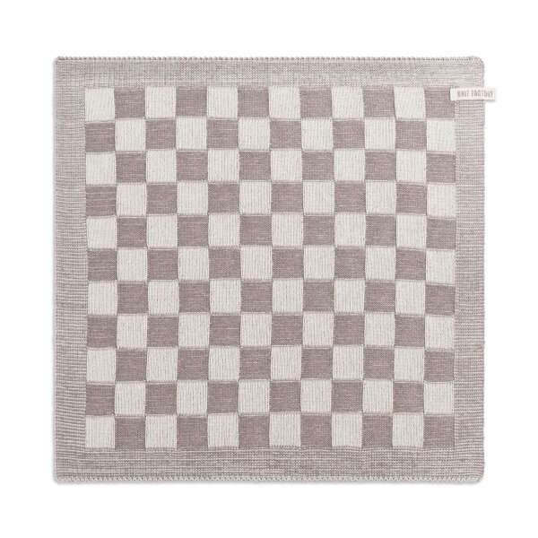 Knit Factory Block Küchenhandtuch 50x50 cm Kariert Beige Braun