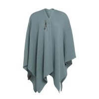 Knit Factory Jazz Poncho capes One Size Glatt Stonegreen