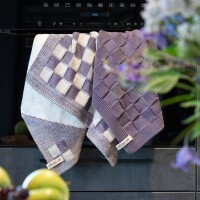 Knit Factory Block  Geschirrtuch 65x65 cm Kariert Beige Grau