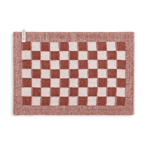 Knit Factory Block Tischsets 50x30 cm Kariert Beige Rot