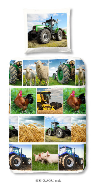 Good Morning Renforcé  Bettwäsche 135 X 200 cm + 1 x 80 X 80 cm Agri bunt